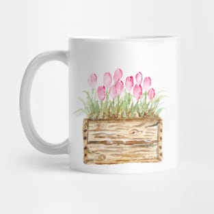 Wooden crate with tulips Mug